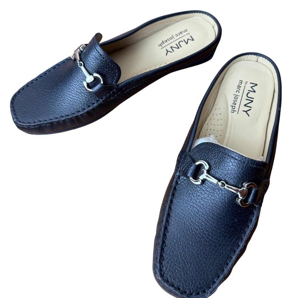 Marc Joseph New York Ocean Drive Black Leather Horsebit Loafer Mules Womens 9.5